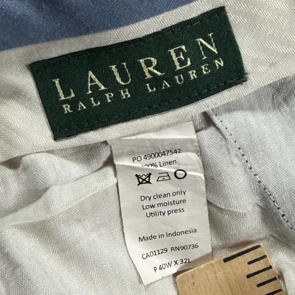 Ralph Lauren Pants Mens 40x32 (40x31) Black 100% Linen Straight Leg Trousers